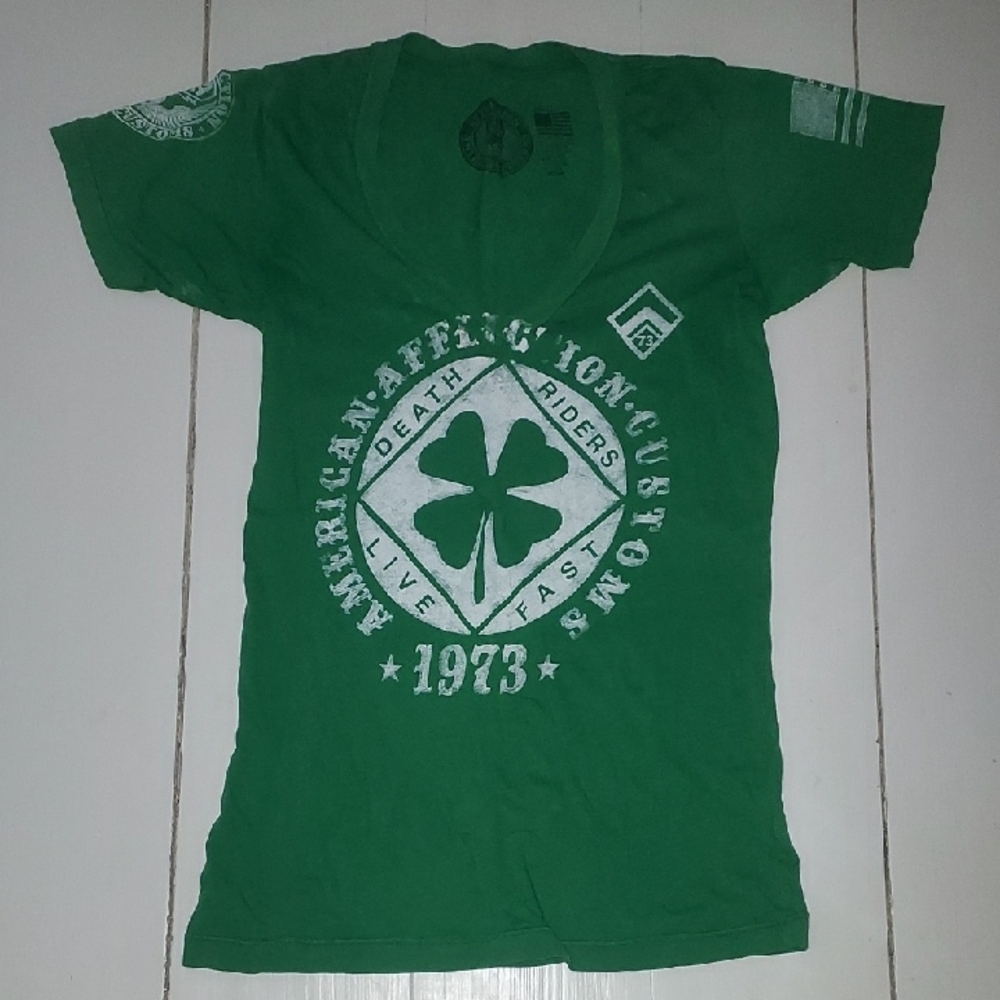 Green Graphic Tee. Affliction Small